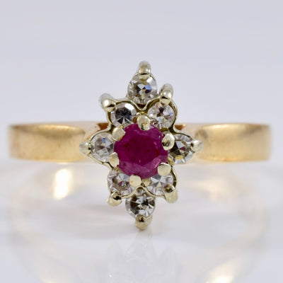 Ruby and Diamond Cluster Ring | 0.16 ctw SZ 4.5 |
