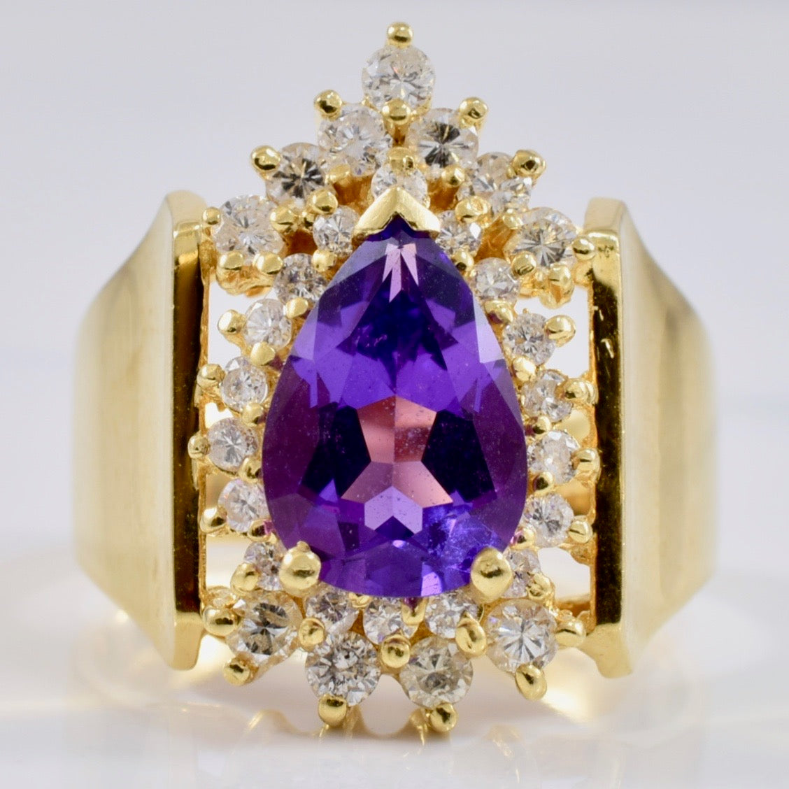 Amethyst and Diamond Cluster Ring | 0.51 ctw SZ 7.75 |