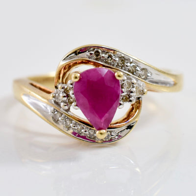 Ruby and Diamond Bypass Ring | 0.06 ctw SZ 7.75 |