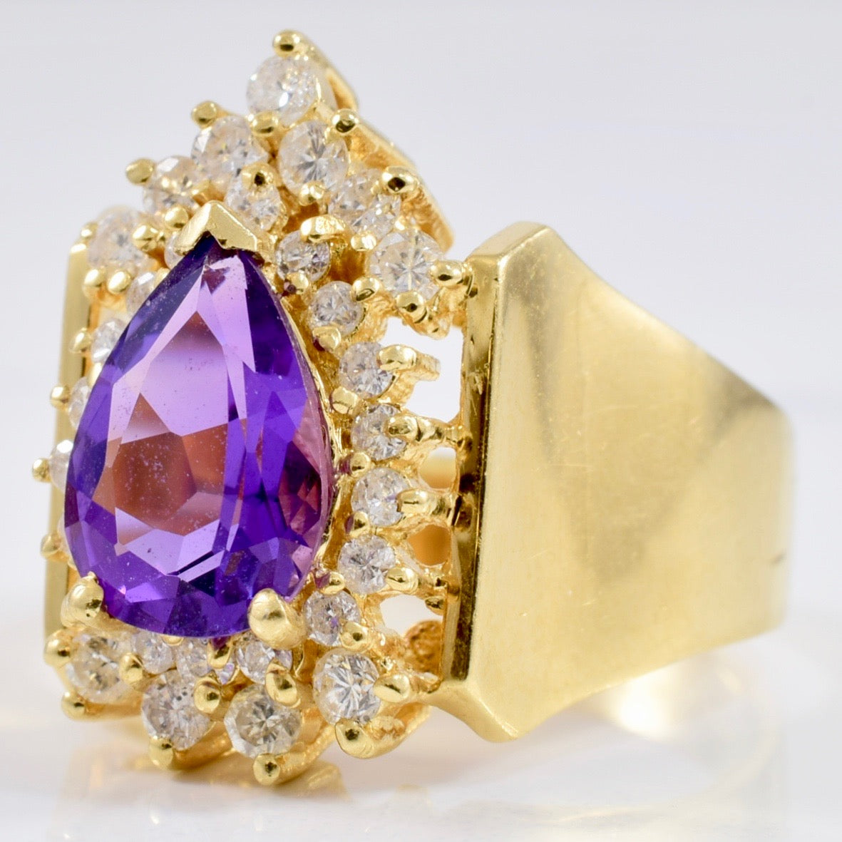 Amethyst and Diamond Cluster Ring | 0.51 ctw SZ 7.75 |