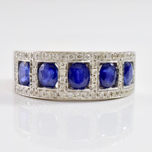 Window Set Sapphire and Diamond Ring | 0.21 ctw SZ 6.5 |