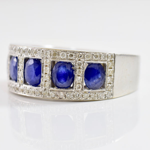 Window Set Sapphire and Diamond Ring | 0.21 ctw SZ 6.5 |