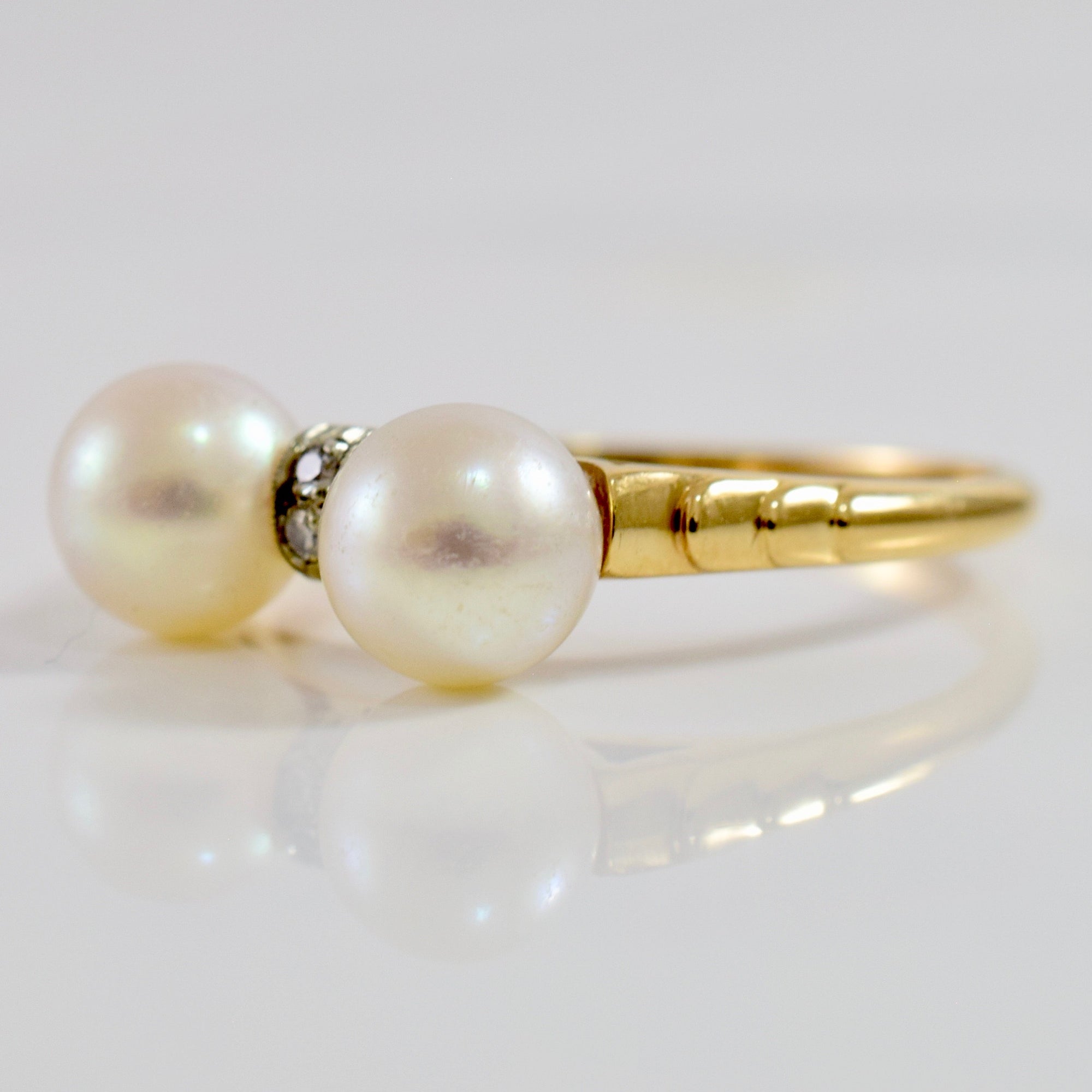 Dainty Pearl and Diamond Ring | 0.02 ctw SZ 6.75 |