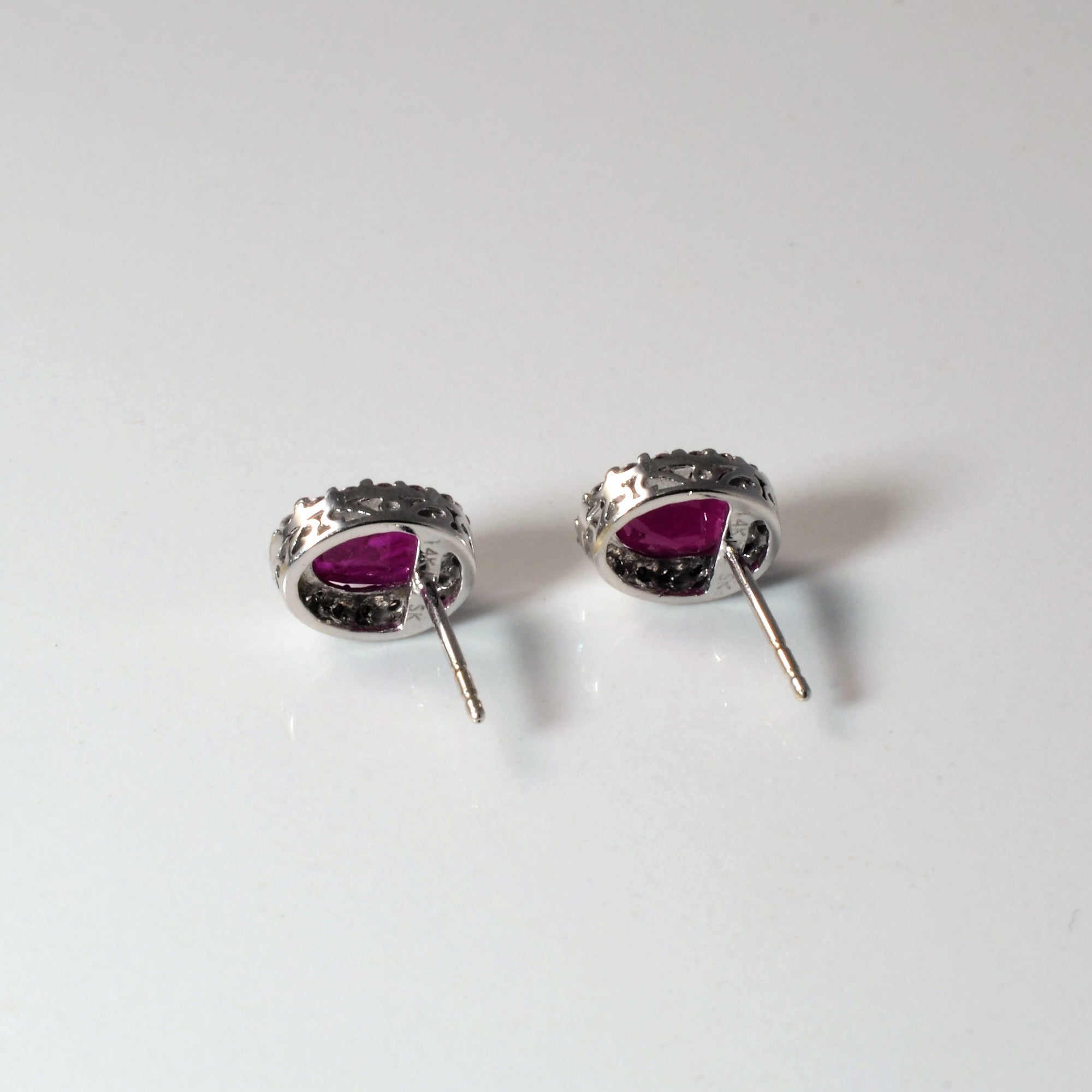 Ruby & Diamond Halo Stud Earrings | 0.16ctw, 1.50ctw |