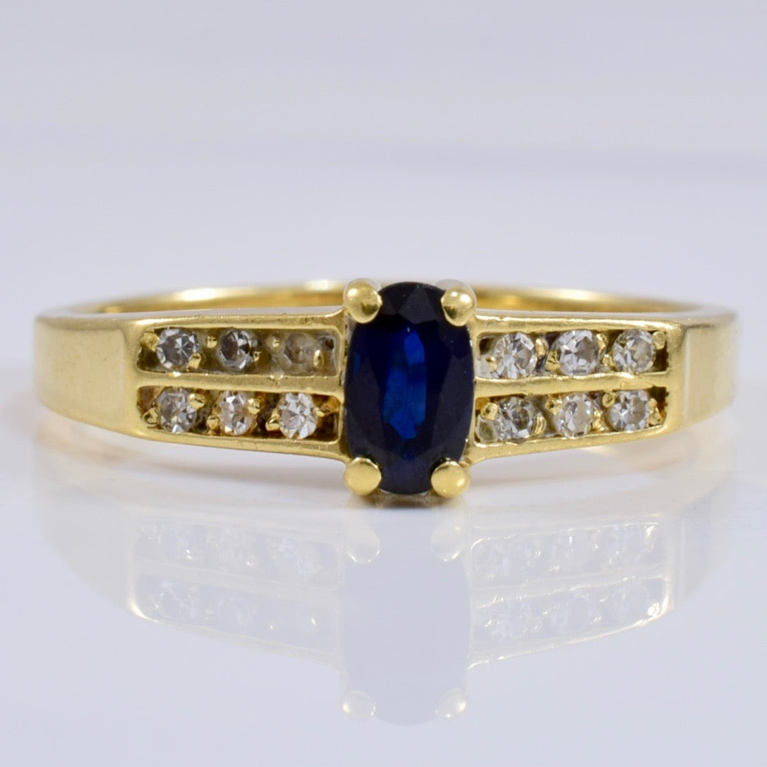 Sapphire and Diamond Accent Ring | 0.08 ctw SZ 5.75 |
