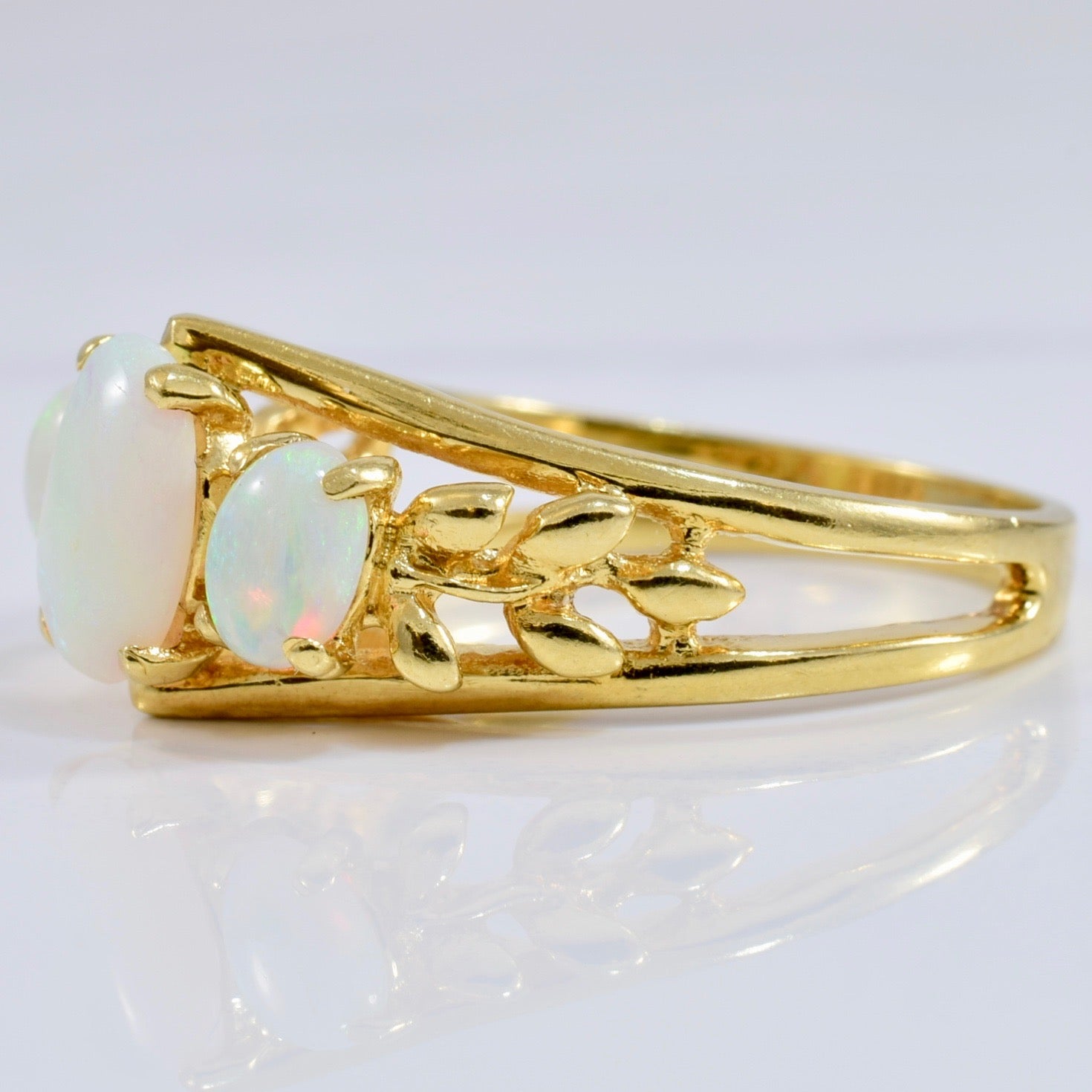 High Set Three Stone Opal Ring | SZ 6.75 |