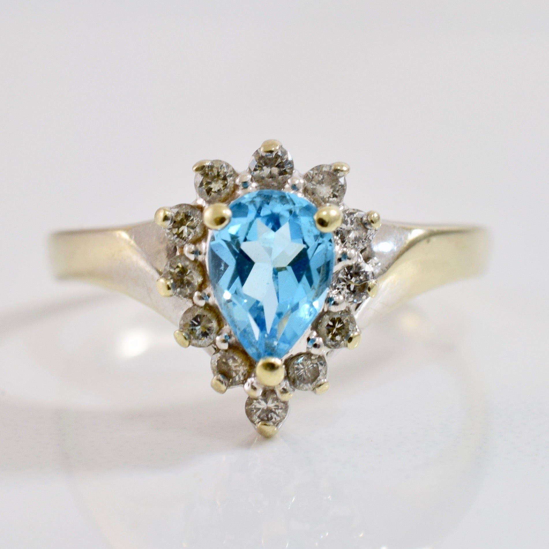 Halo Blue Topaz and Diamond Ring | 0.24 ctw SZ 6.75 |