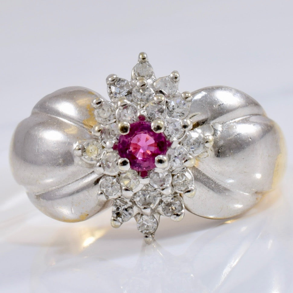 Tapered Ruby and Diamond Cluster Ring | 0.22 ctw SZ 8 |