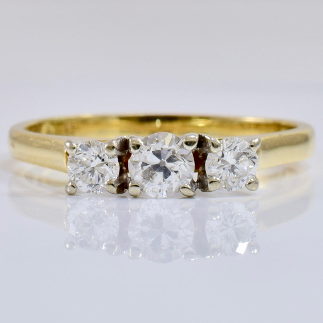 Three Stone Vintage Diamond Engagement Ring | 0.38 ctw SZ 7.5 |