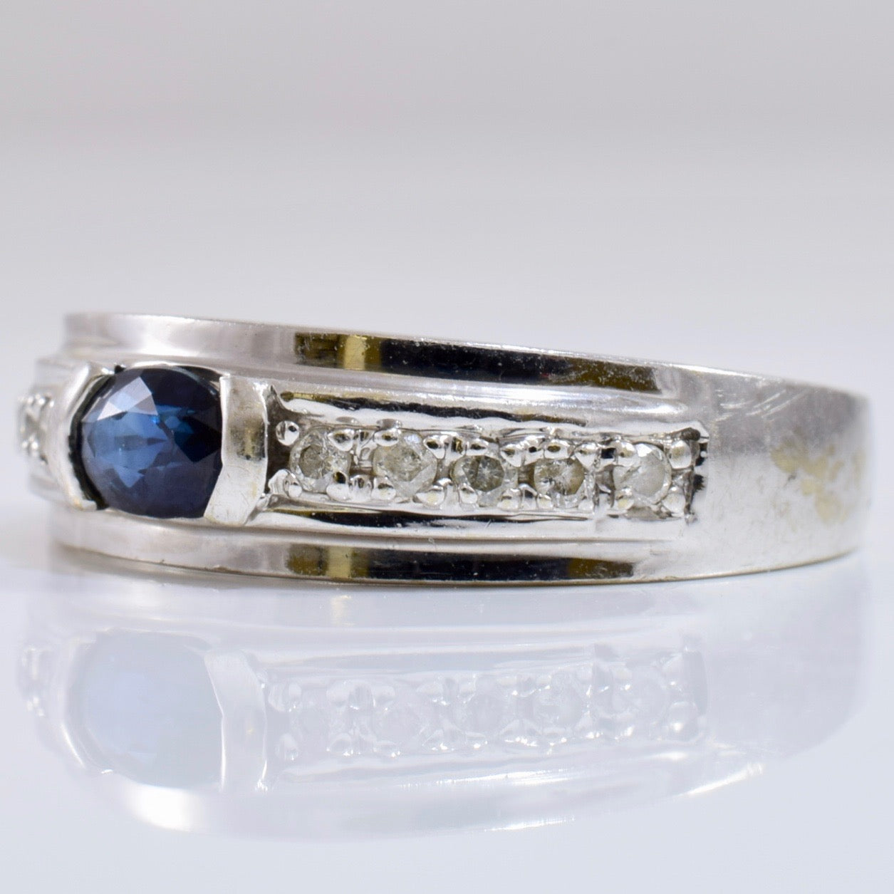 Semi Bezel Set Sapphire Ring | 0.08 ctw SZ 5.25 |