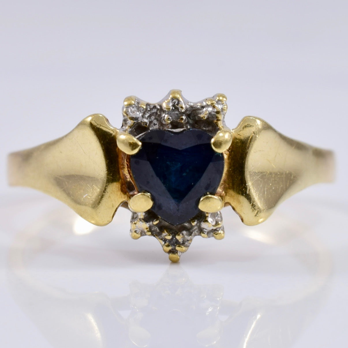 Heart Cut Sapphire Ring with Diamond Accents | 0.01 ctw SZ 6.75 |