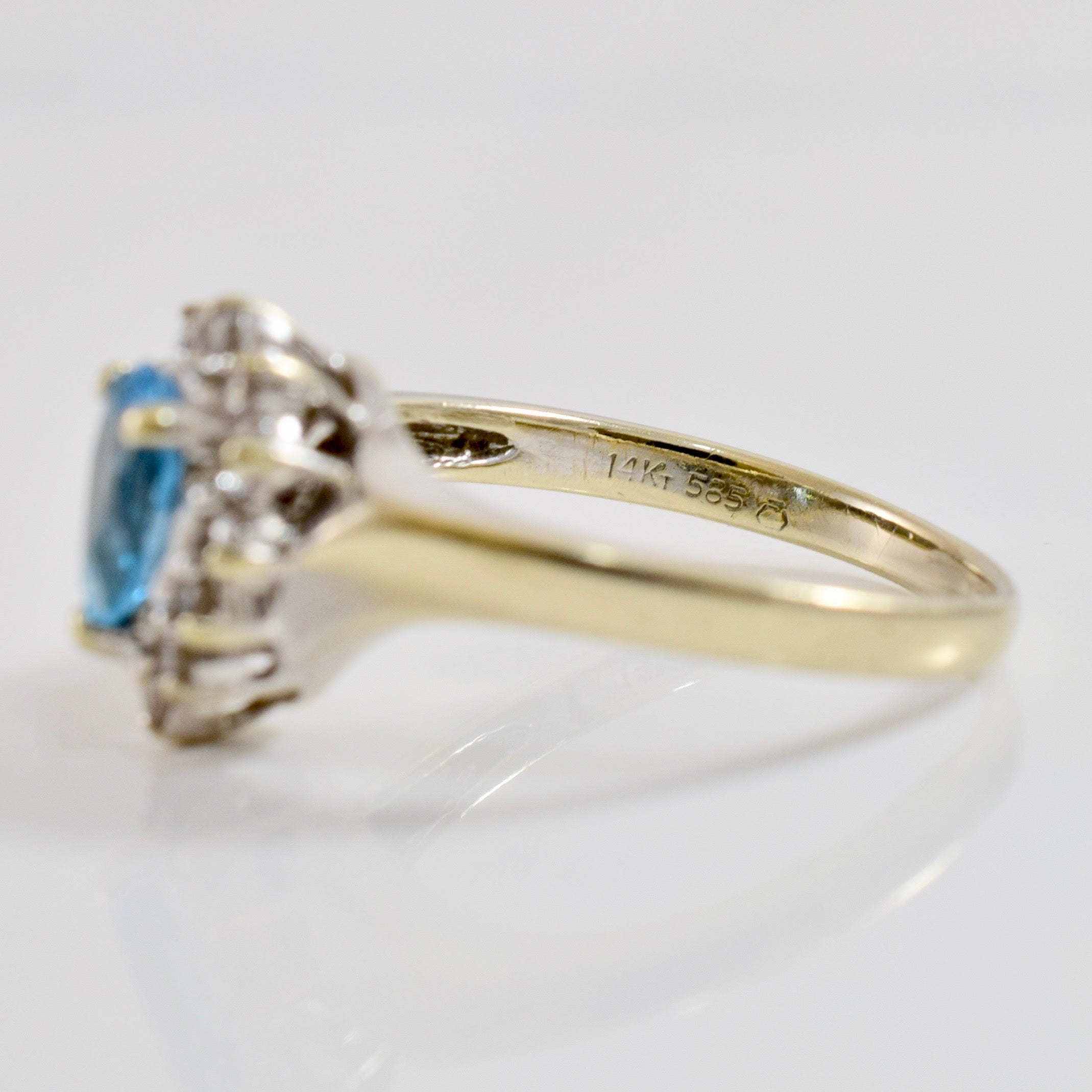 Halo Blue Topaz and Diamond Ring | 0.24 ctw SZ 6.75 |