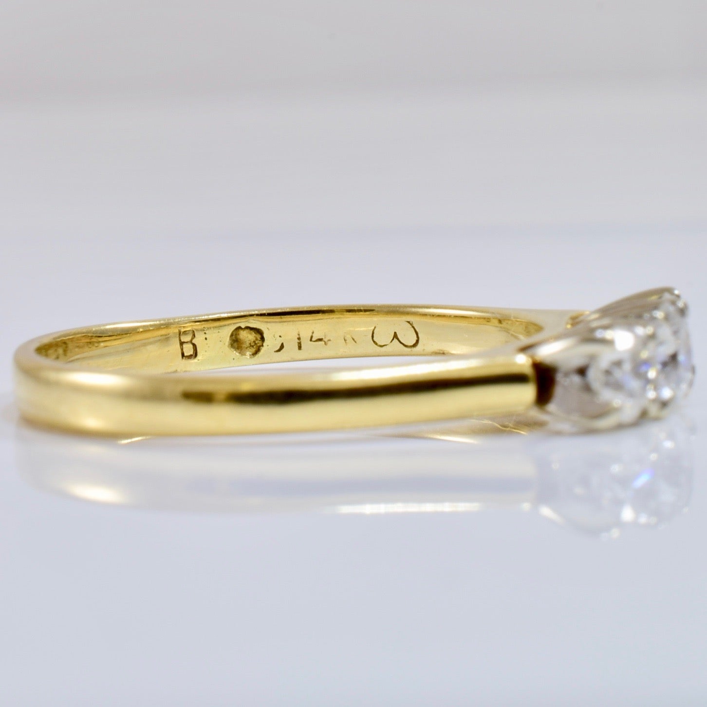 Three Stone Vintage Diamond Engagement Ring | 0.38 ctw SZ 7.5 |