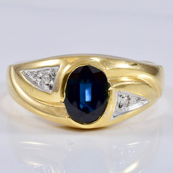 Bezel Set Sapphire and Diamond Ring | 0.03 ctw SZ 10.5 |