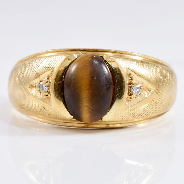 Bezel Set Tigers Eye Ring | 0.02 ctw SZ 0.87 |