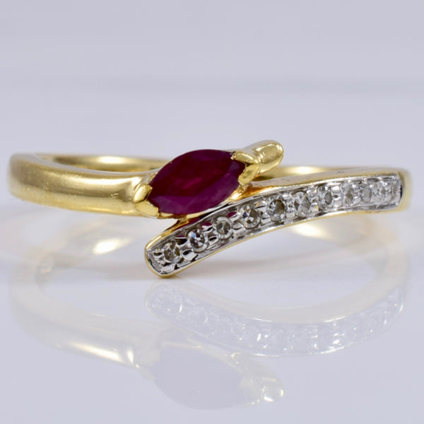 Bypass Diamond and Ruby Ring | 0.05 ctw SZ 5.5 |