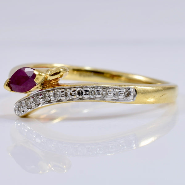 Bypass Diamond and Ruby Ring | 0.05 ctw SZ 5.5 |