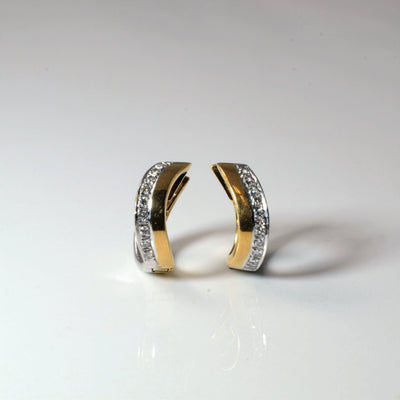 Two Tone Gold Diamond Hoop Earrings | 0.20ctw |