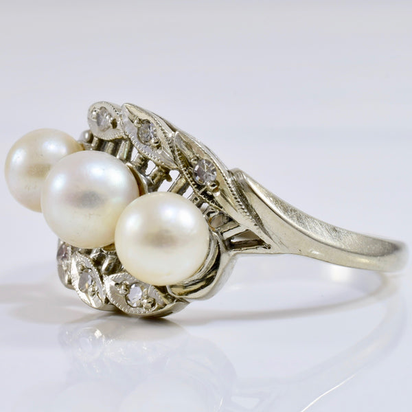 Bypass Diamond and Pearl Ring | 0.06 ctw SZ 7.5 |