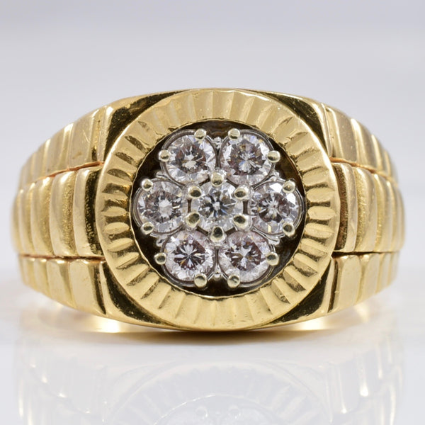 Yellow Gold Mens Cluster Diamond Ring | 0.35 ctw SZ 8.5 |