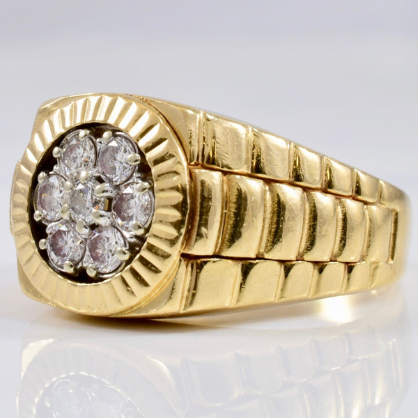 Yellow Gold Mens Cluster Diamond Ring | 0.35 ctw SZ 8.5 |