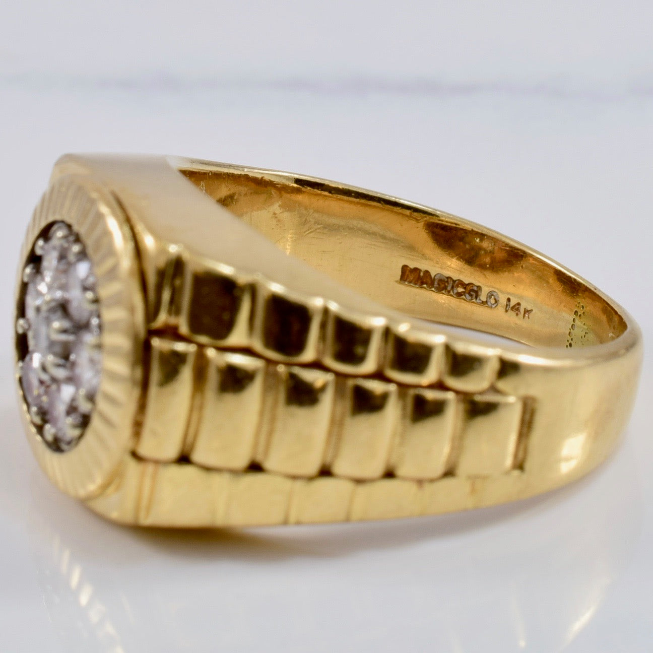 Yellow Gold Mens Cluster Diamond Ring | 0.35 ctw SZ 8.5 |