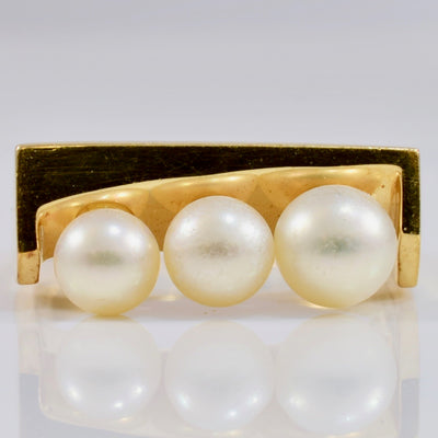 Three Stone Pearl Ring | 2.73 ctw SZ 5.5 |