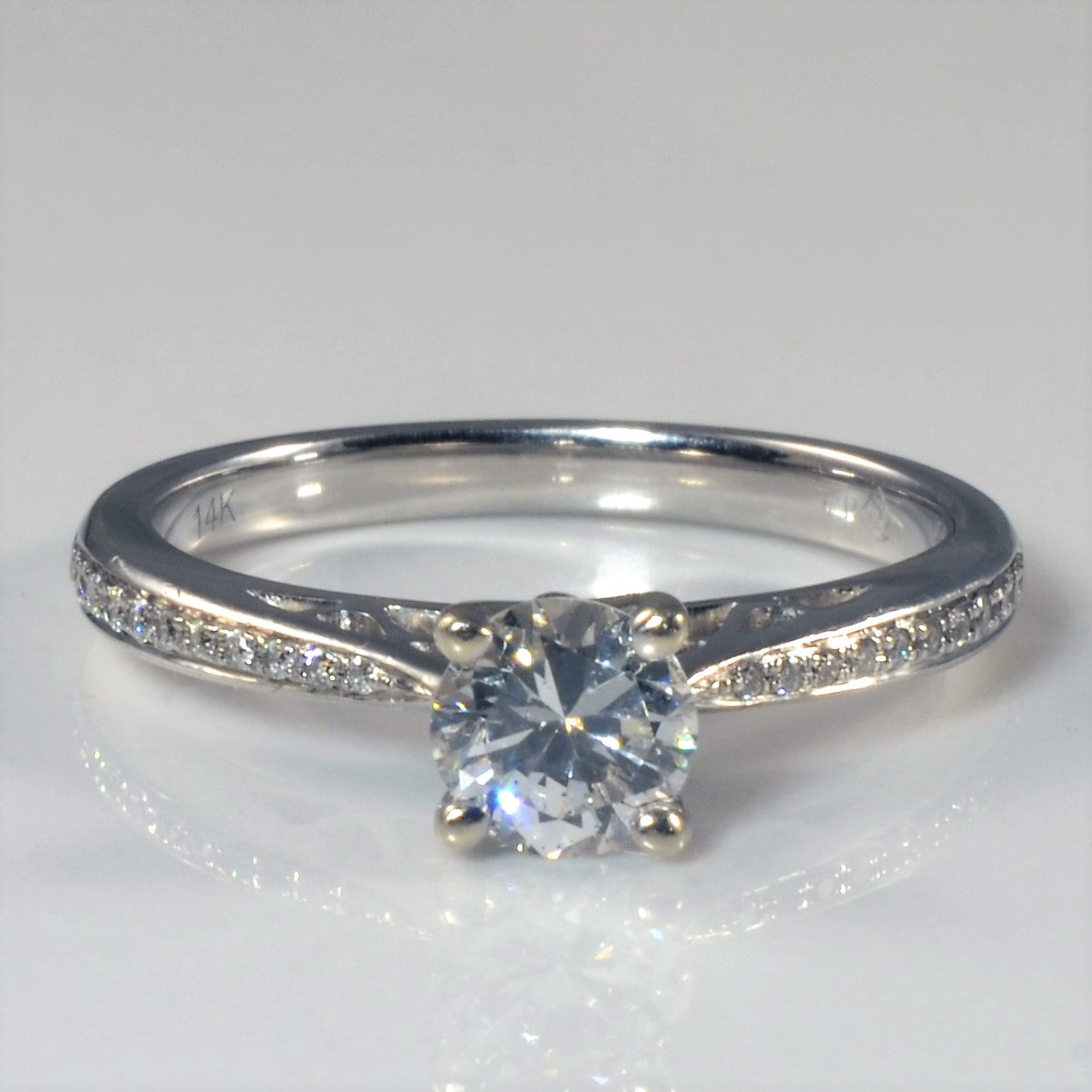 White Gold Diamond Band Engagement Ring | 0.61ctw | SZ 6.5 |