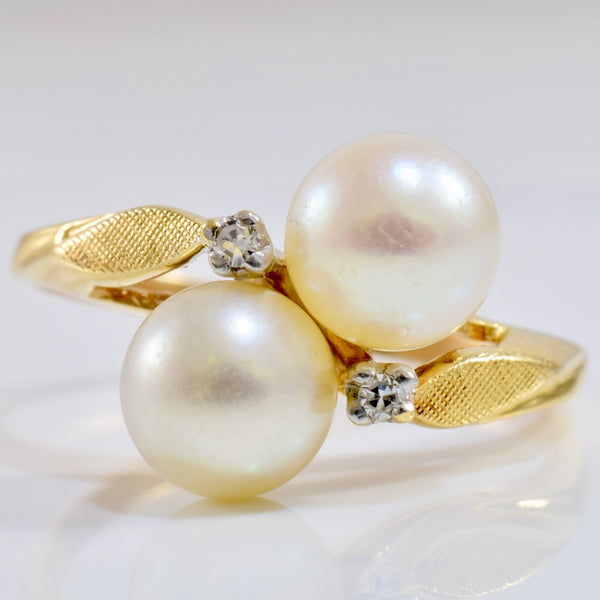 Pearl and Diamond Ring | 0.02 ctw SZ 6.5 |