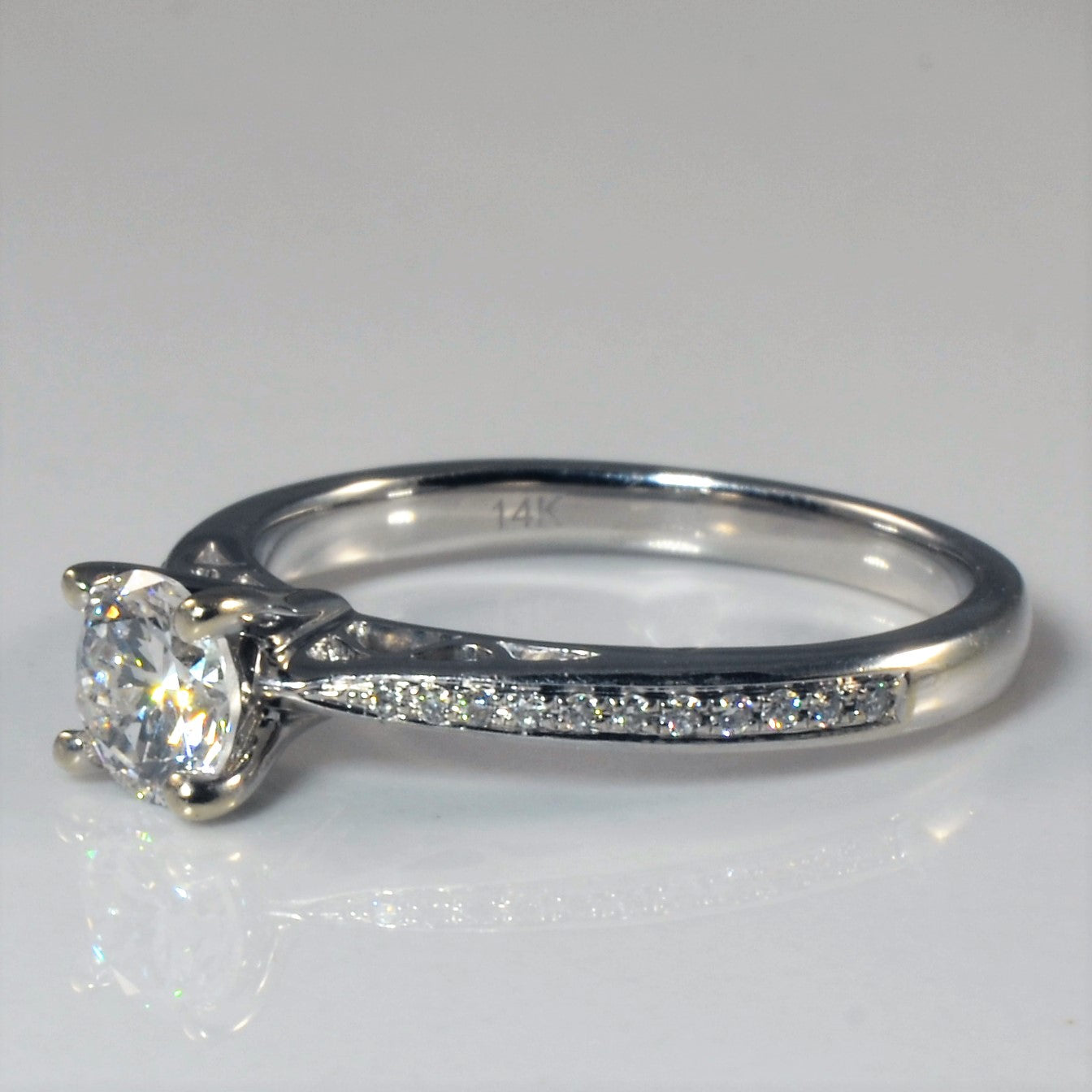 White Gold Diamond Band Engagement Ring | 0.61ctw | SZ 6.5 |