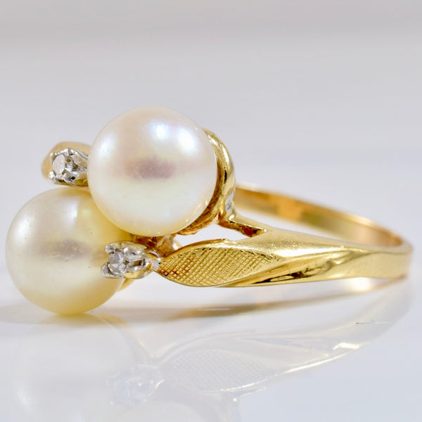 Pearl and Diamond Ring | 0.02 ctw SZ 6.5 |