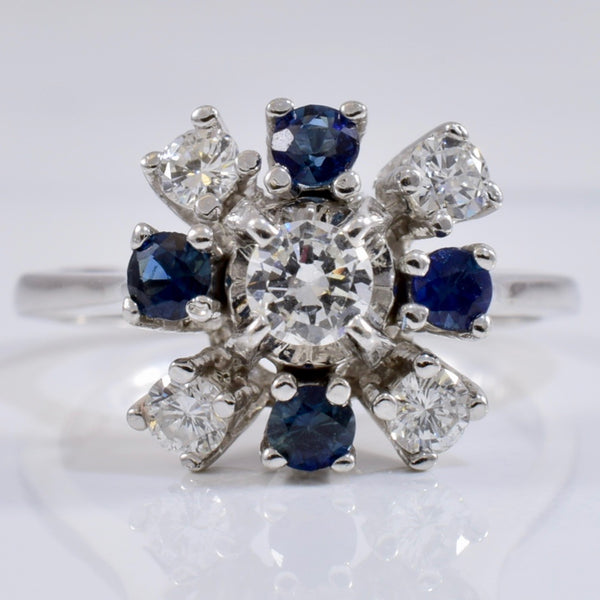 High Set Sapphire and Diamond Cluster Ring | 0.48 ctw SZ 6.5 |