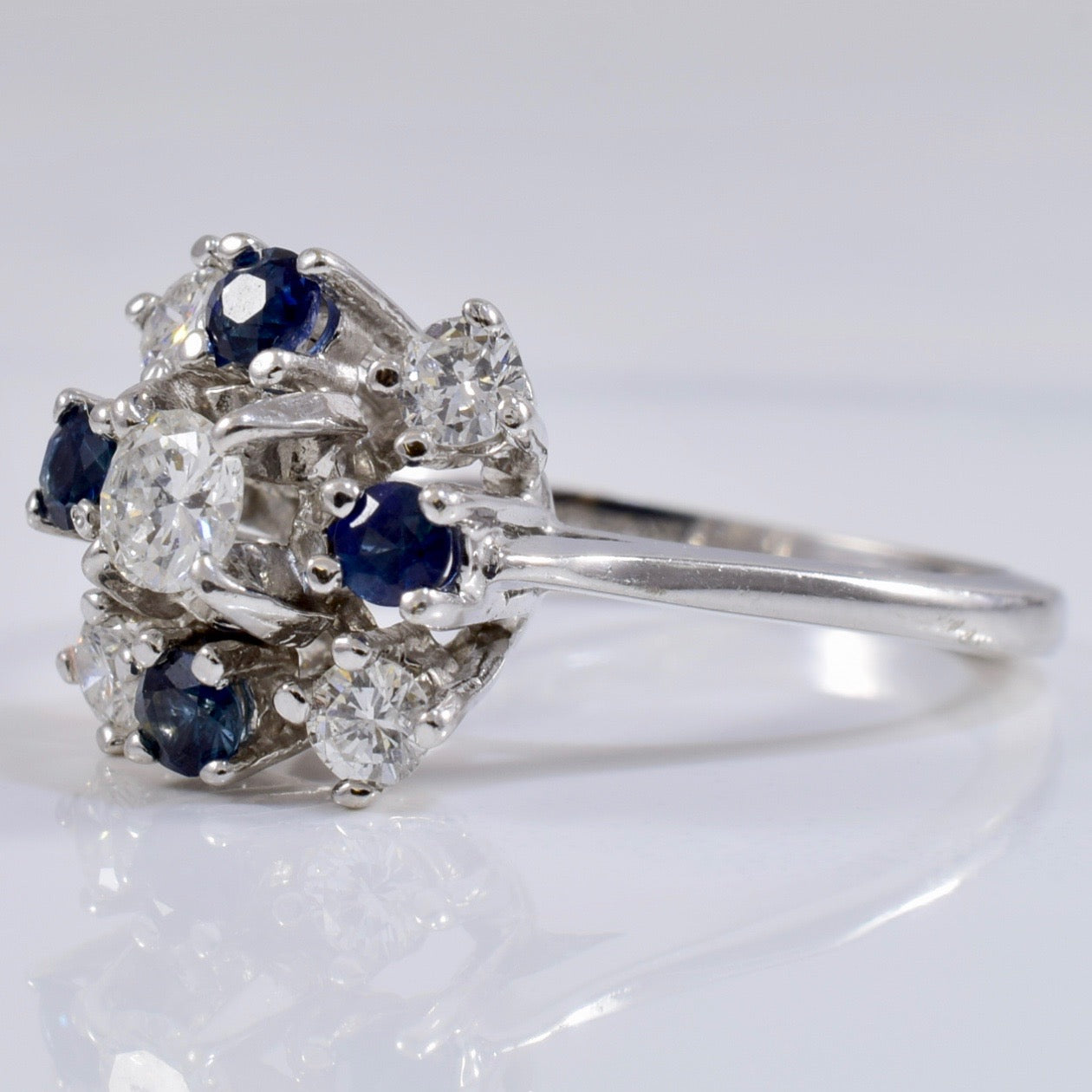 High Set Sapphire and Diamond Cluster Ring | 0.48 ctw SZ 6.5 |