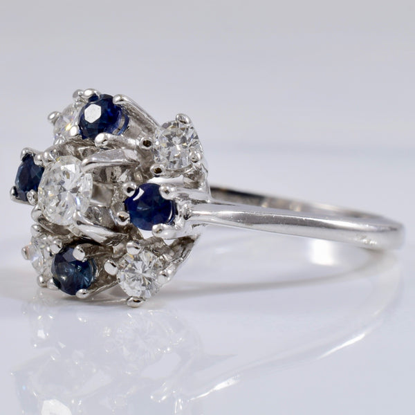 High Set Sapphire and Diamond Cluster Ring | 0.48 ctw SZ 6.5 |