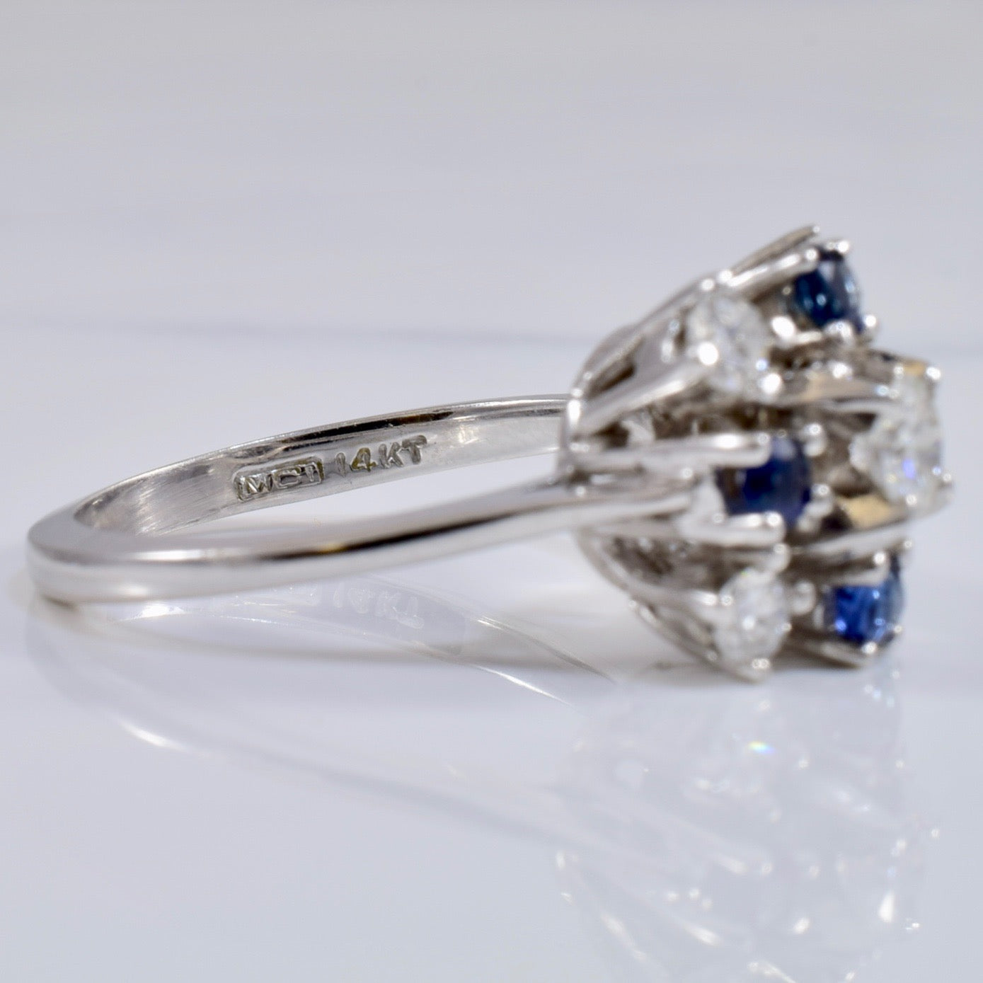 High Set Sapphire and Diamond Cluster Ring | 0.48 ctw SZ 6.5 |
