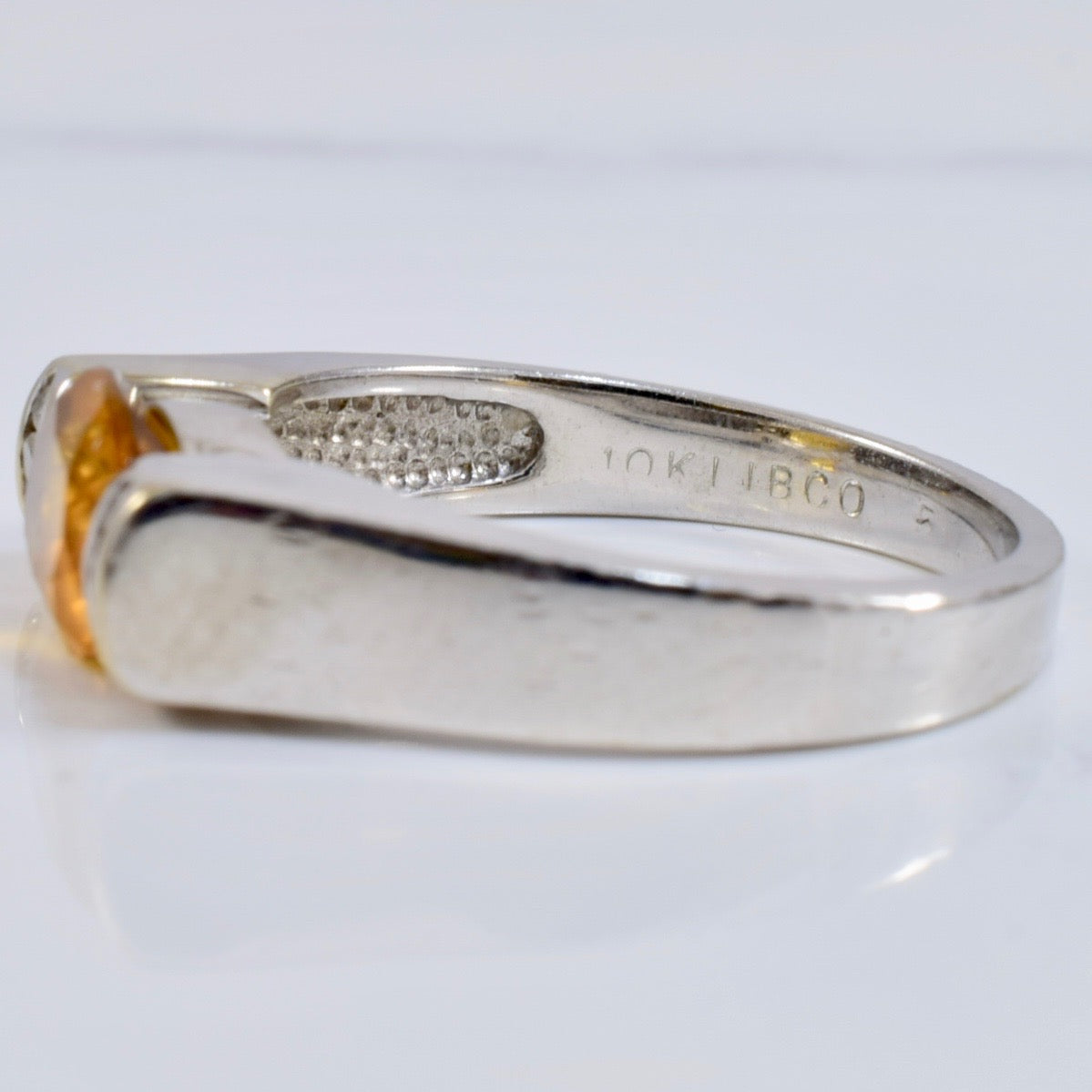 Tension Set Citrine Ring with Accent Diamonds | 0.05 ctw SZ 6 |