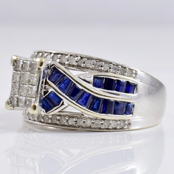 Diamond Cluster Ring with Sapphire Accents | 0.50 ctw SZ 6.75 |