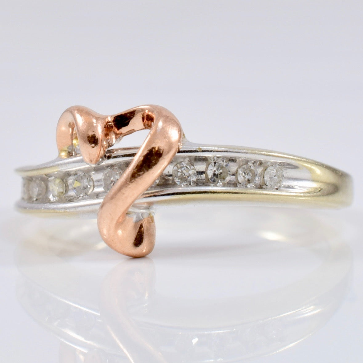 Rose Gold Heart Ring with Accent Diamonds | 0.11 ctw SZ 4.25 |