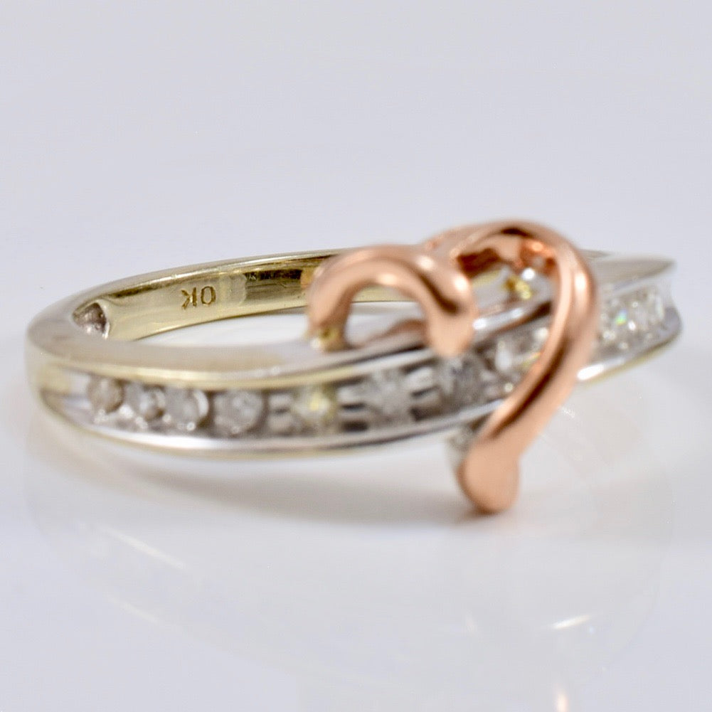 Rose Gold Heart Ring with Accent Diamonds | 0.11 ctw SZ 4.25 |