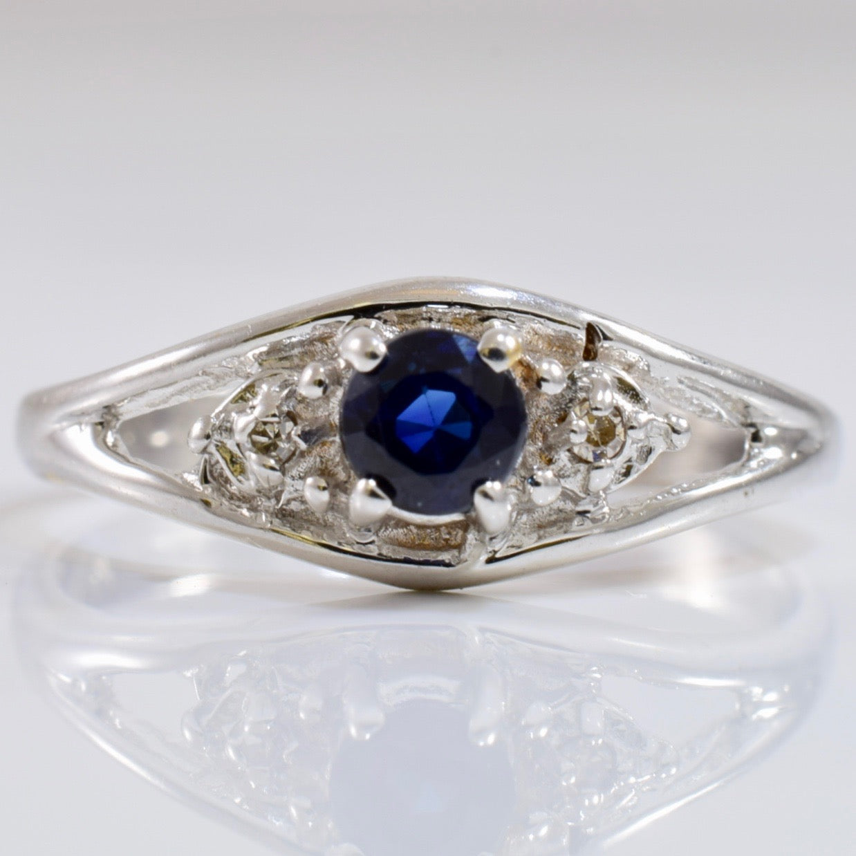 Petite Diamond and Sapphire Ring | 0.01 ctw SZ 3.75 |