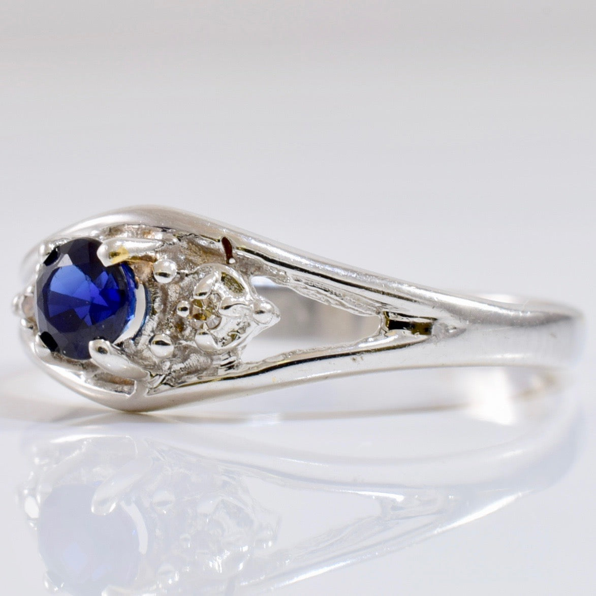 Petite Diamond and Sapphire Ring | 0.01 ctw SZ 3.75 |