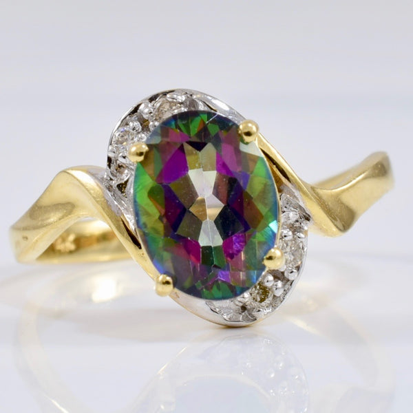 Bypass Mystic Topaz and Diamond Accent Ring | 0.04 ctw SZ 5 |