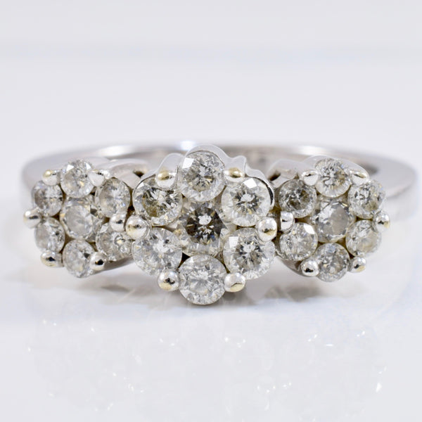 Floral Diamond Cluster Ring | 0.88 ctw SZ 7 |