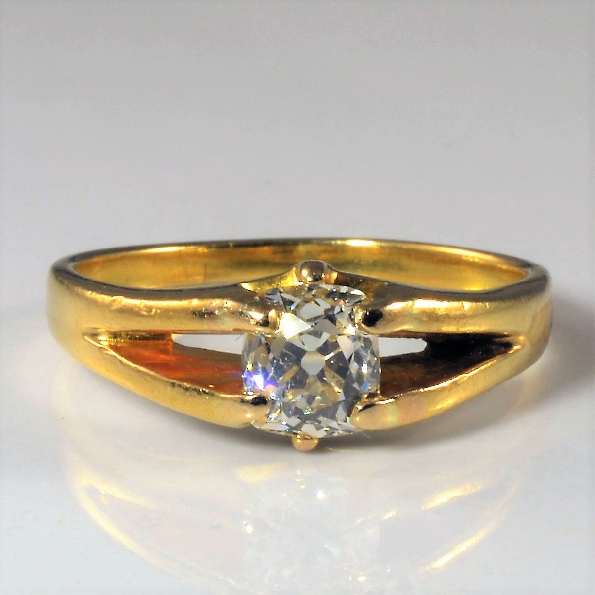 Split Shank Old Mine Solitaire Engagement Ring | 0.65ct | SZ 7.25 |