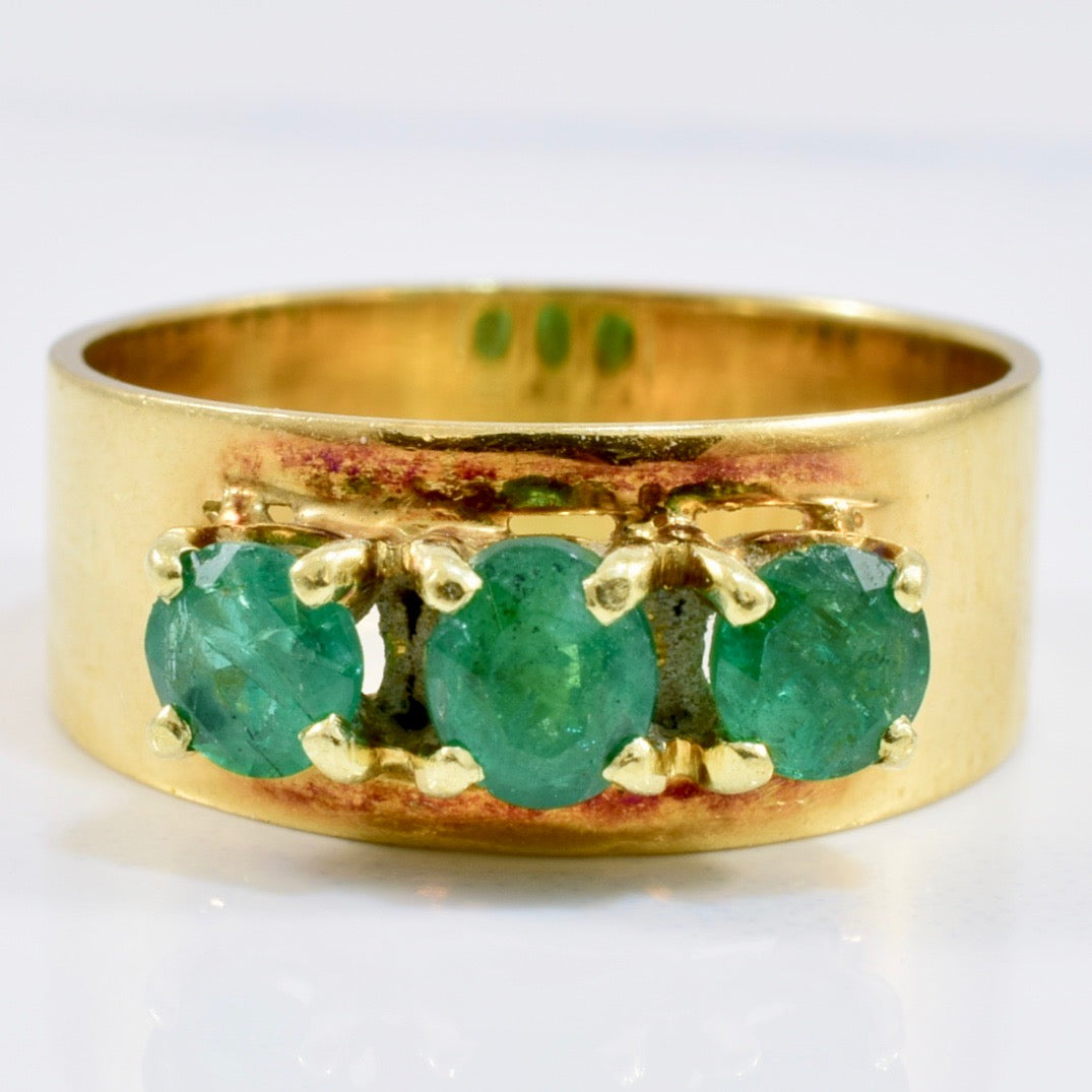Three Stone High Set Emerald Ring | 0.60 ct SZ 6 |