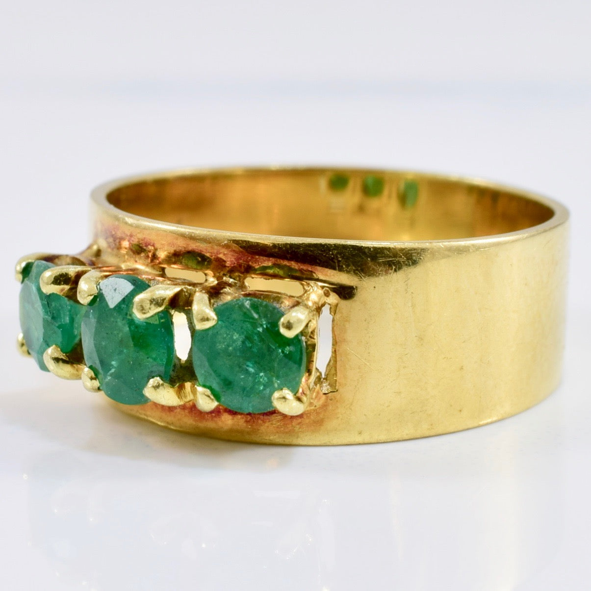 Three Stone High Set Emerald Ring | 0.60 ct SZ 6 |