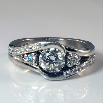 Three Stone Bypass Engagement Ring | 1.14ctw | SZ 6.5 |