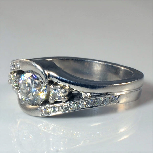 Three Stone Bypass Engagement Ring | 1.14ctw | SZ 6.5 |