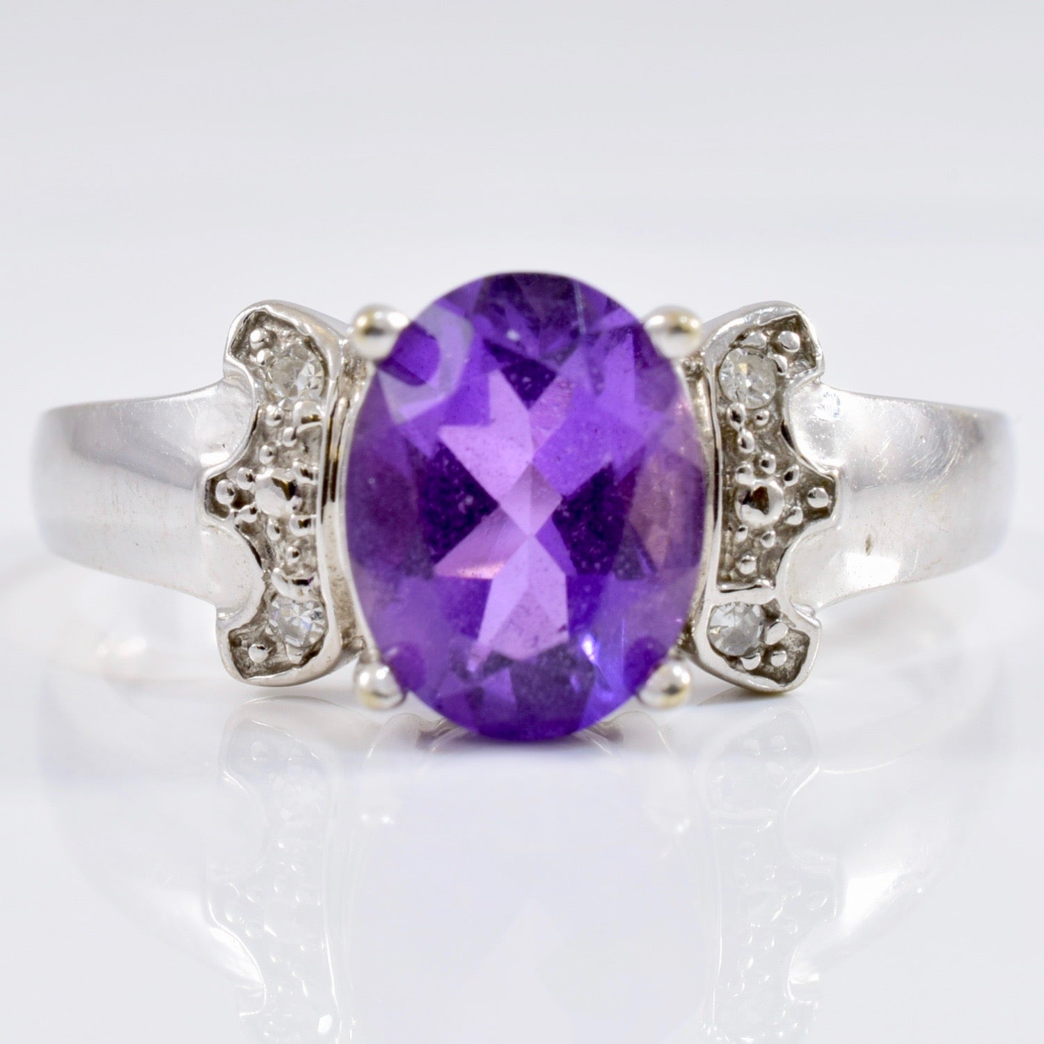 Amethyst and Diamond Accent Ring | 0.03 ctw SZ 9 |
