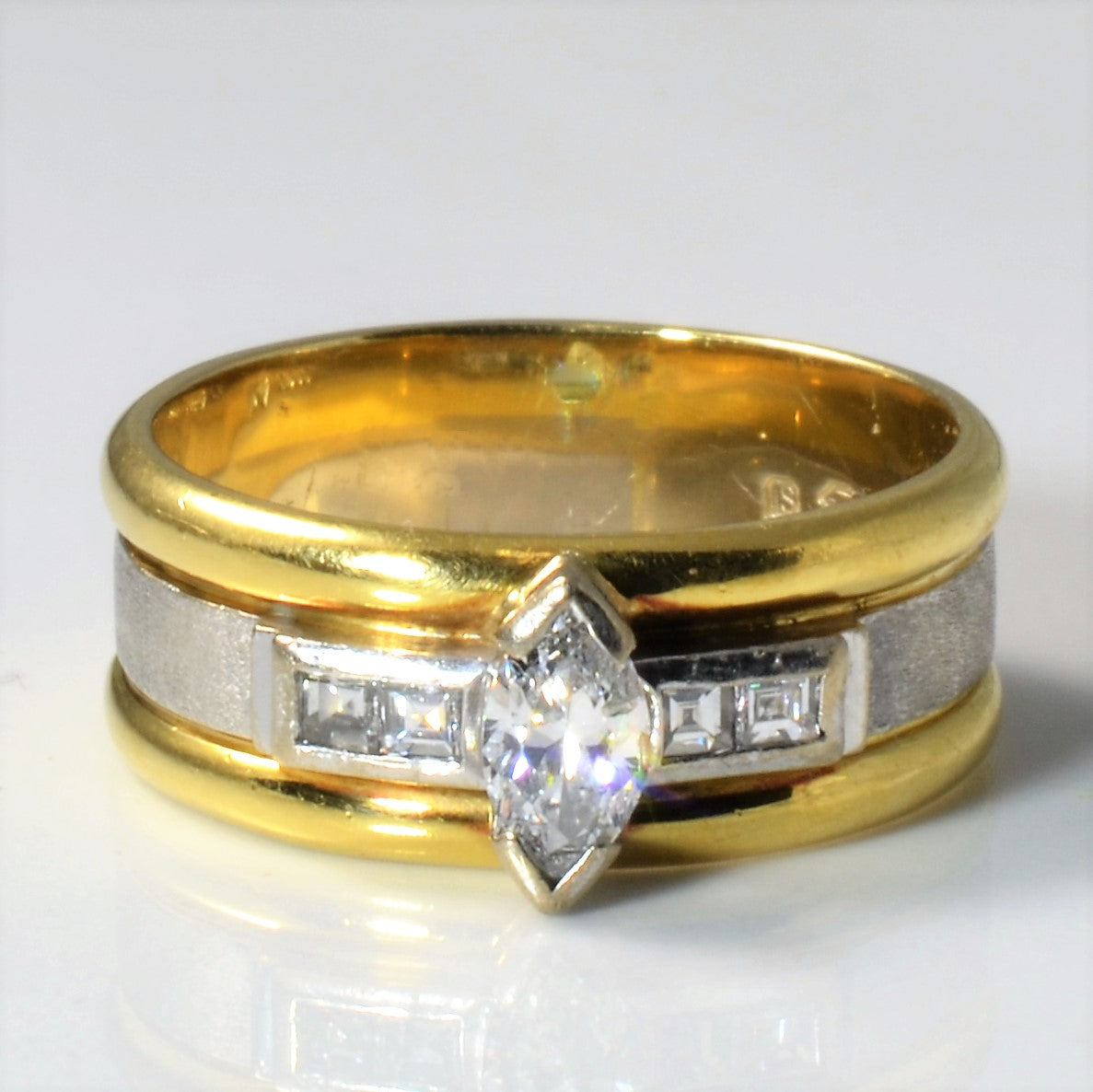 Two Tone Marquise Diamond Ring | 0.69ctw | SZ 8.25 |